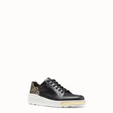 MEN'S FENDI SNEAKER Black leather low-tops