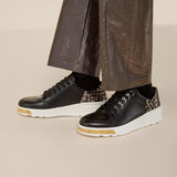 MEN'S FENDI SNEAKER Black leather low-tops