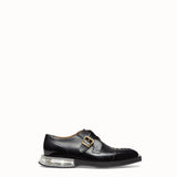 MEN'S FENDI LOAFERS Black leather monk straps