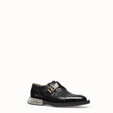 MEN'S FENDI LOAFERS Black leather monk straps