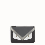MEN'S FENDI POUCH in black Roman leather with insert
