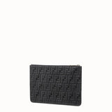 MEN'S FENDI CLUTCH Black leather pouch