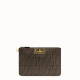 MEN'S FENDI POUCH Brown fabric pochette