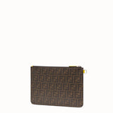 MEN'S FENDI POUCH Brown fabric pochette