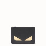 MEN'S FENDI POUCH Black leather slim pouch