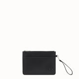 MEN'S FENDI POUCH Smooth black leather slim pouch
