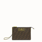 MEN'S FENDI POUCH Brown PU slim pouch