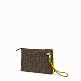 MEN'S FENDI POUCH Brown PU slim pouch