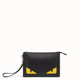 MEN'S FENDI POUCH Black leather pochette