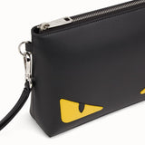MEN'S FENDI POUCH Black leather pochette