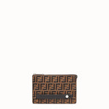 MEN'S FENDI CLUTCH Brown leather slim pouch