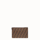 MEN'S FENDI CLUTCH Brown leather slim pouch