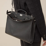 MEN'S FENDI PEEKABOO ICONIC FIT Black leather bag