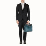 MEN'S FENDI PEEKABOO ICONIC FIT Green leather Selleria bag