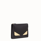 MEN'S FENDI CLUTCH Black Romano leather pochette