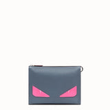 MEN'S FENDI CLUTCH Gray Romano leather pochette