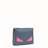 MEN'S FENDI CLUTCH Gray Romano leather pochette