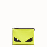 MEN'S FENDI CLUTCH Yellow Romano leather pochette