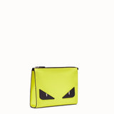MEN'S FENDI CLUTCH Yellow Romano leather pochette
