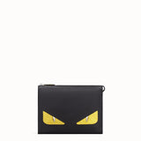 MEN'S FENDI CLUTCH Black leather slim pouch