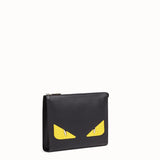 MEN'S FENDI CLUTCH Black leather slim pouch