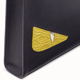 MEN'S FENDI CLUTCH Black leather slim pouch