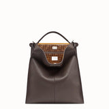 MEN'S FENDI PEEKABOO X-LITE FIT Brown leather bag