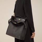 MEN'S FENDI PEEKABOO X-LITE FIT Black Romano leather bag