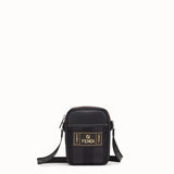 MEN'S FENDI SMALL MESSENGER Black canvas cross-body bag