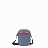 MEN'S FENDI SMALL MESSENGER Cross-body bag in gray Romano leather