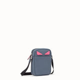 MEN'S FENDI SMALL MESSENGER Cross-body bag in gray Romano leather