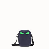 MEN'S FENDI SMALL MESSENGER Cross-body in blue Romano leather