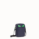 MEN'S FENDI SMALL MESSENGER Cross-body in blue Romano leather