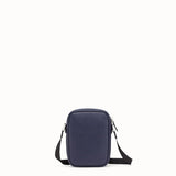 MEN'S FENDI SMALL MESSENGER Cross-body in blue Romano leather