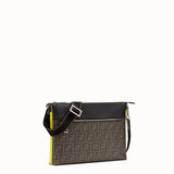 MEN'S FENDI MESSENGER Brown fabric slim pouch
