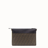 MEN'S FENDI MESSENGER Brown fabric slim pouch