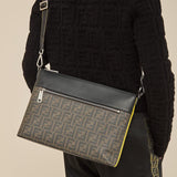 MEN'S FENDI MESSENGER Brown fabric slim pouch