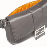 MEN'S FENDI BAGUETTE FENDI AND PORTER Silver-color nylon bag