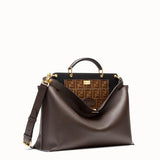 MEN'S FENDI PEEKABOO ICONIC ESSENTIAL Brown leather bag