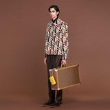 MEN'S FENDI LARGE TRAVEL BAG Brown fabric suitcase