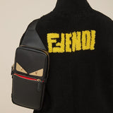 MEN'S FENDI BELT BAG Black nylon one-shoulder backpack