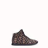 WOMEN'S FENDI SNEAKERS Brown nylon high-tops