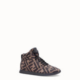 WOMEN'S FENDI SNEAKERS Brown nylon high-tops