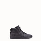 WOMEN'S FENDI SNEAKERS Black nappa leather high tops