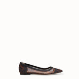 WOMEN'S FENDI BALLERINAS Mesh and black leather flats