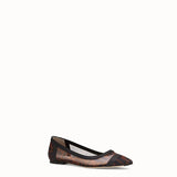WOMEN'S FENDI BALLERINAS Mesh and black leather flats