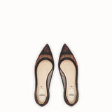WOMEN'S FENDI BALLERINAS Mesh and black leather flats