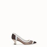 WOMEN'S FENDI Mesh and white leather pumps