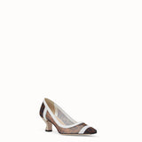 WOMEN'S FENDI Mesh and white leather pumps
