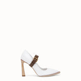 WOMEN'S FENDI PUMPS Mary Jane in glossy white neoprene